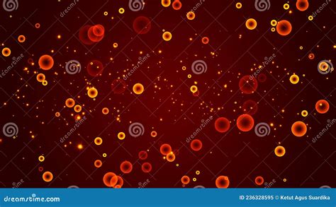 Abstract Festive Red Shiny Decorative Circle Balls Sparkles Scatter And
