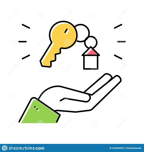 Hand Holding House Key Color Icon Vector Illustration Stock Vector