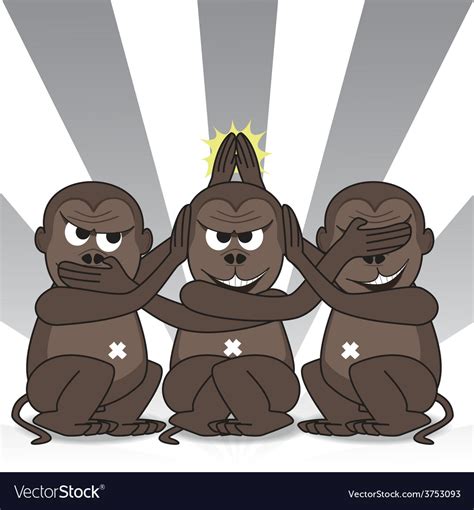 Teasing Three Wise Monkeys Royalty Free Vector Image