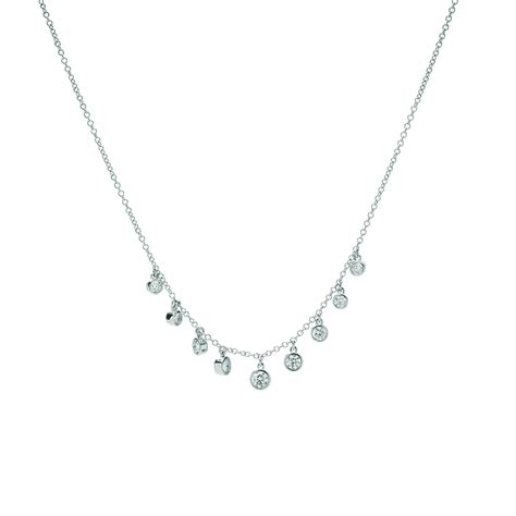 Graduated Bezel Set Diamond Dangles In White Gold Necklace New York