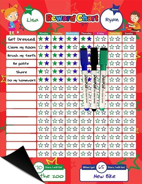 Buy Magnetic Reward Behavior Star Chore Chart For One Or Two Kids 17 X