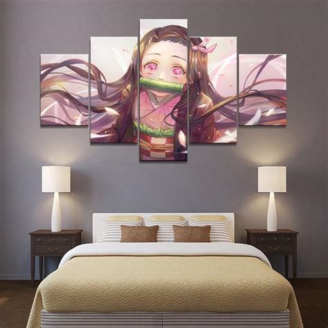 5 Piece Wall Art Canvas Prints Nezuko Kamado Pictures Room Decoration