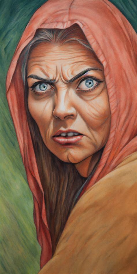 lexica colored pencil drawing of an angry and scary ugly woman peeping me