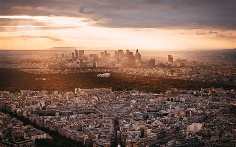 Aerial View Of City During Golden Hour Macbook Air Wallpaper Download
