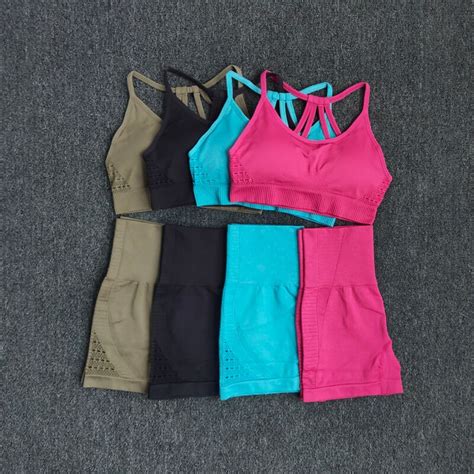 2 Pcs Sports Suits Energy Seamless Yoga Set Workout Clothes For Women