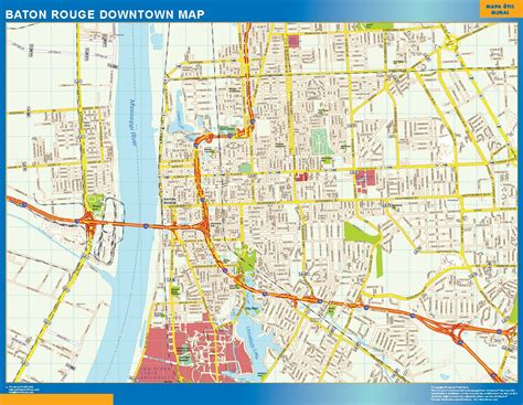 Baton Rouge Downtown Karta Väggkartor