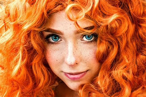 Download Redhead Stare Blue Eyes Model Woman Face Hd Wallpaper