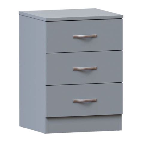 Riano Grey 3 Drawer Bedside Chest Bedside Chests Wooden Bedsides