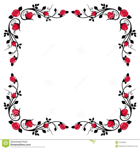 Vintage Calligraphic Frame With Red Roses Stock Vector