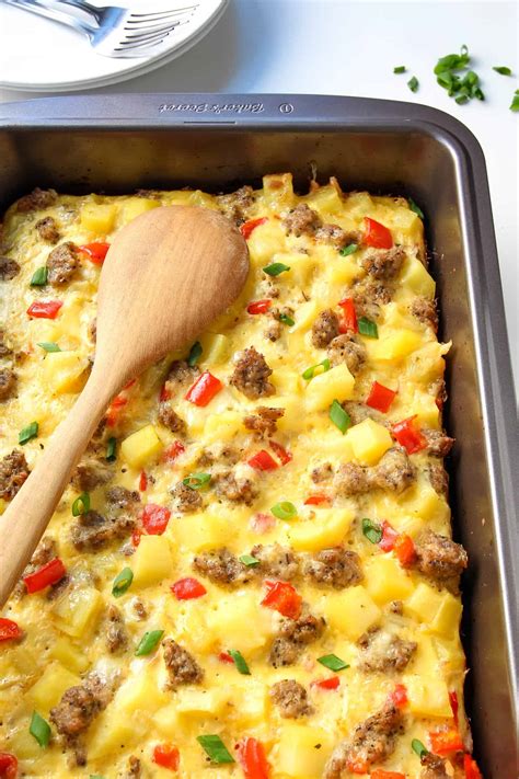 If you want to save cooking time in the morning, you can brown your sausage the day before and keep it in the refrigerator until the next day. Breakfast Casserole with Eggs, Potatoes and Sausage ...