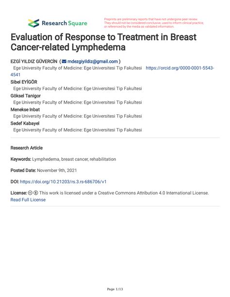 Pdf Evaluation Of Response To Treatment In Breast Cancer Related