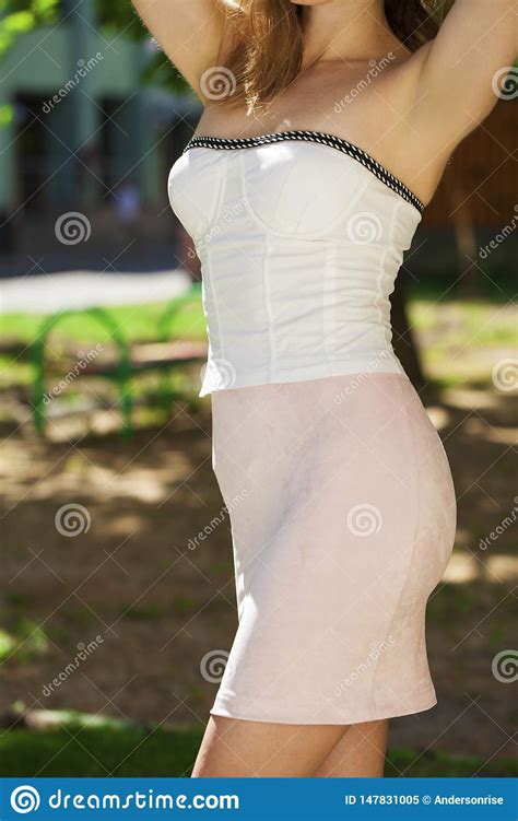 Body Part White Corset And Pink Skirt Stock Image Image Of European