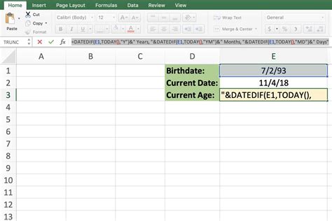 How To Calculate Age In Excel From Today