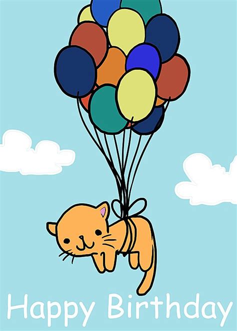 Charles Christian Happy Birthday Cat With Balloons Greeting Card