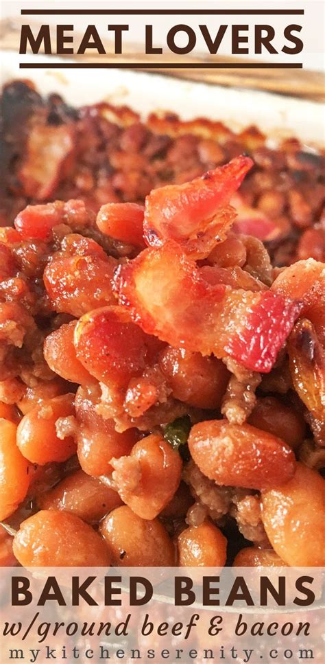 Not too tangy, not too sweet. Hearty, sweet, and savory baked beans with ground beef, bacon, and brown sugar. Easy southern ...