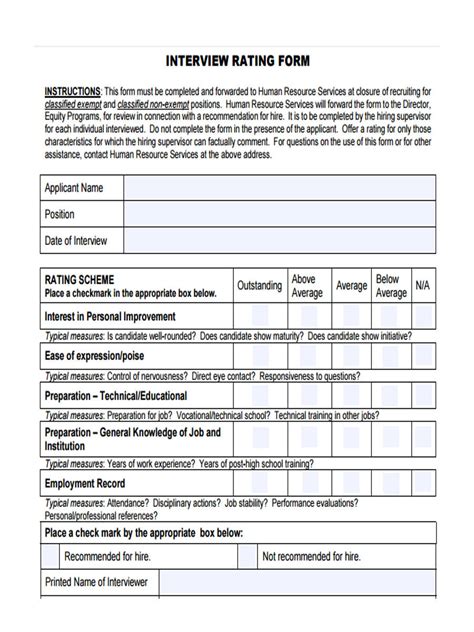 Interview Ranking Sheet