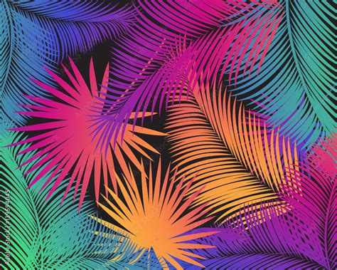Carnival Abstract Colorful Palm Tree Leaves Pattern Vector Night Party