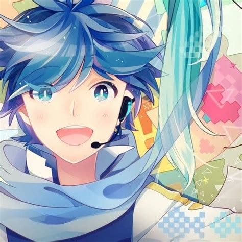 Anime Boy Blue Hair Smile Happy Vocaloid Kaito
