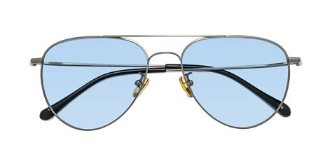 Gun Classic Titanium Aviator Tinted Sunglasses With Light Blue Sunwear Lenses 80060