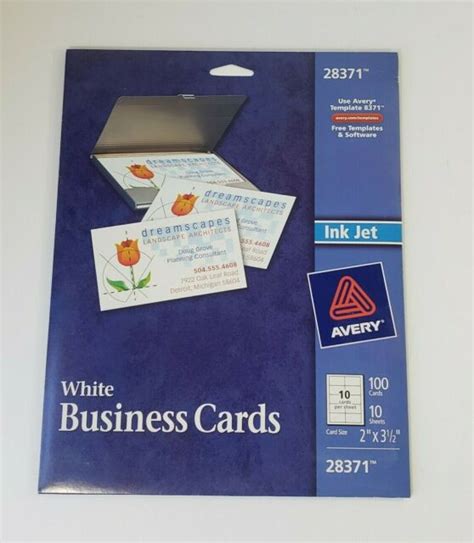 Avery 28371 White Ink Jet Printer Business Cards 100 Cards New Ebay