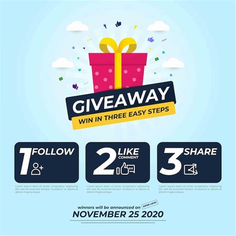 Premium Vector Giveaway For Social Media Post With Three Steps To Win