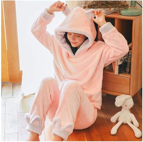 Conjunto de Pijama cálido de Invierno Ropa de casa Gruesa para Mujer