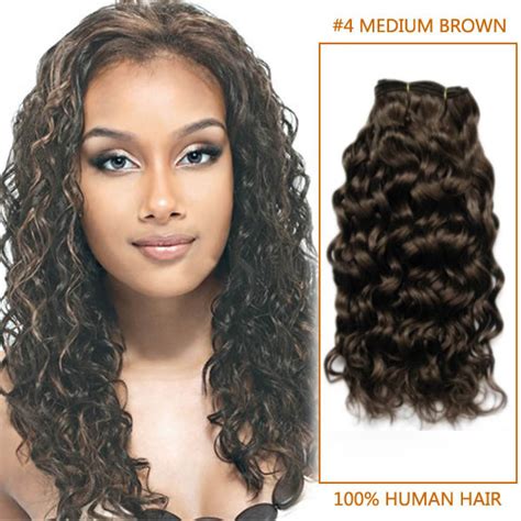 26 Inch 4 Medium Brown Curly Brazilian Virgin Hair Wefts
