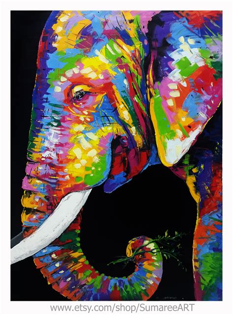 Colorful Elephant Painting On Canvas Elephant Painting Canvas