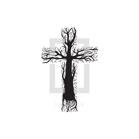 Vector Illustration Of Cross Made Out Of Tree Branches Tree Roots