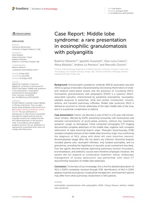 Pdf Case Report Middle Lobe Syndrome A Rare Presentation In