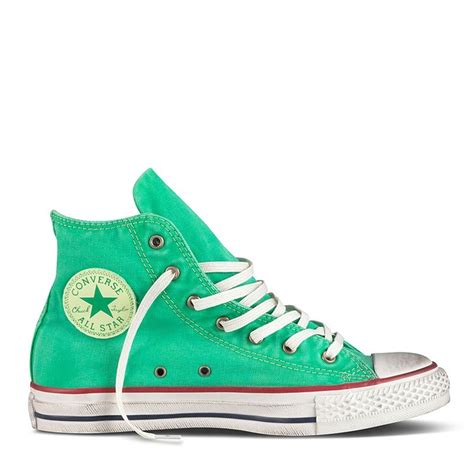 As Washed Hi Text Deep Mint Chuck Taylor Converse Verte Sneakers