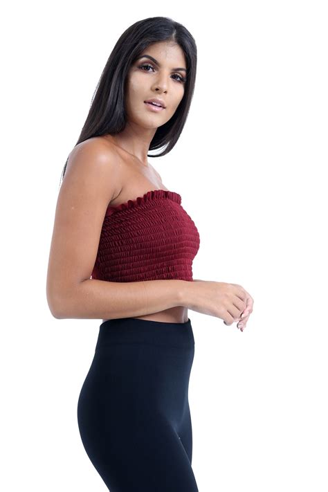 New Ladies Boobtube Bandeau Strapless Ruched Sheering Gathered Shirred Crop Top Ebay