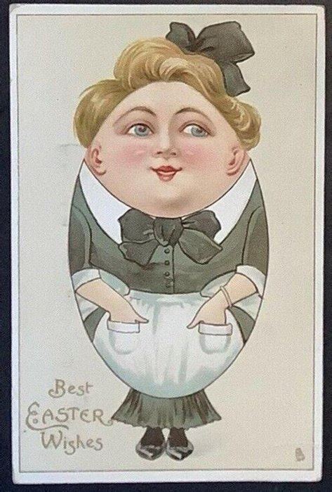 All Happiness For Easter Maid Egg Person Tuckdb Postcards Happy