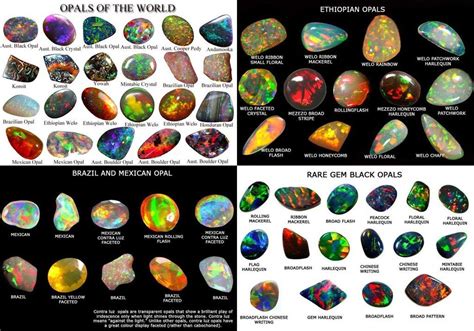 Opals Of The World Pattern Variety Chart 62 Different Opals Pictured