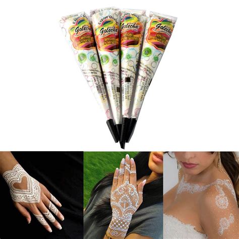 25g 1pc White Henna Cone Mehendi Temporary Tattoos Kit Body Painting