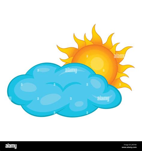 El Sol Detrás De Las Nubes El Icono De Estilo De Dibujos Animados