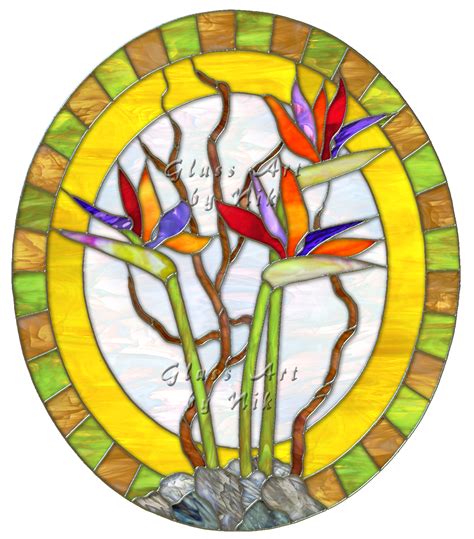 Digital Stained Glass Bird Of Paradise Digital Stained Glass Art Bird Of Paradise Glass A