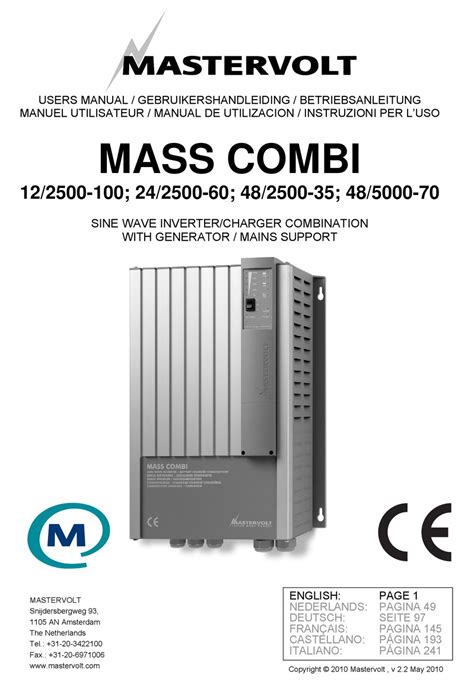 Mastervolt Mass Combi User Manual Pdf Download Manualslib