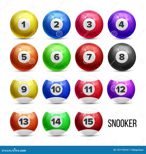 Snooker Billiard Balls With Numbers Set Vector Stock Vector