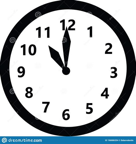 Round Clock Face Showing Eleven O Clock Stock Vector Illustration Of