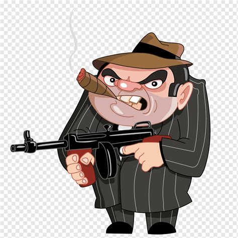 Bad Guy Cartoon Vector Character Illustrations Set Gun 1