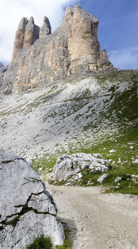 Three Peaks Of Lavaredo With Hiking Stock Image Image Of Belluno