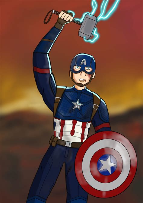 Captain America Wielding Mjolnir I Am An Illustrator Trying To Get