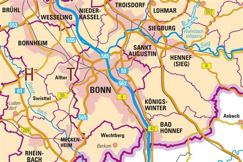 Verwaltungskarte Nordrhein Westfalen 1 250 000 Bezirksregierung Köln