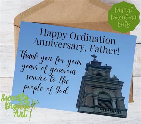 Priest Ordination Anniversary Day Card Instant Download Etsy