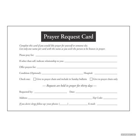 Prayer Request Card Template Free Printable Templates