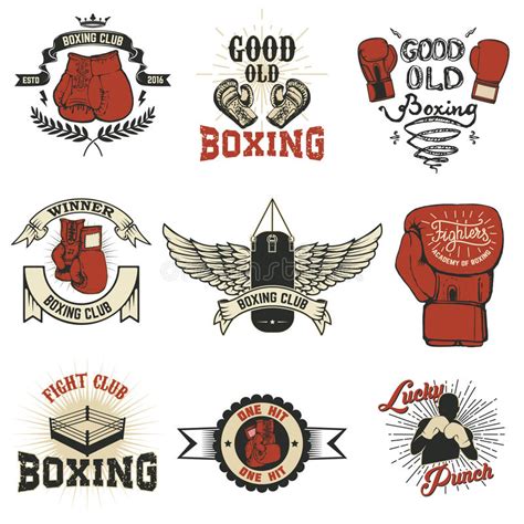 Set Of The Boxing Club Labels Emblems And Design Elements2 Stock