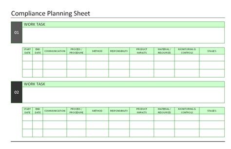 Compliance Planning Sheet