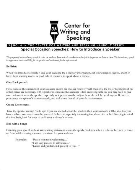 Special Occasion Speech 7 Examples Format Sample Examples