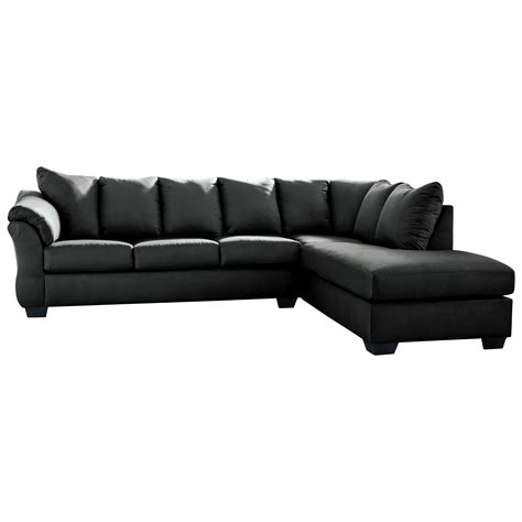 Darcy Black Contemporary 2 Piece Sectional Sofa With Right Chaise